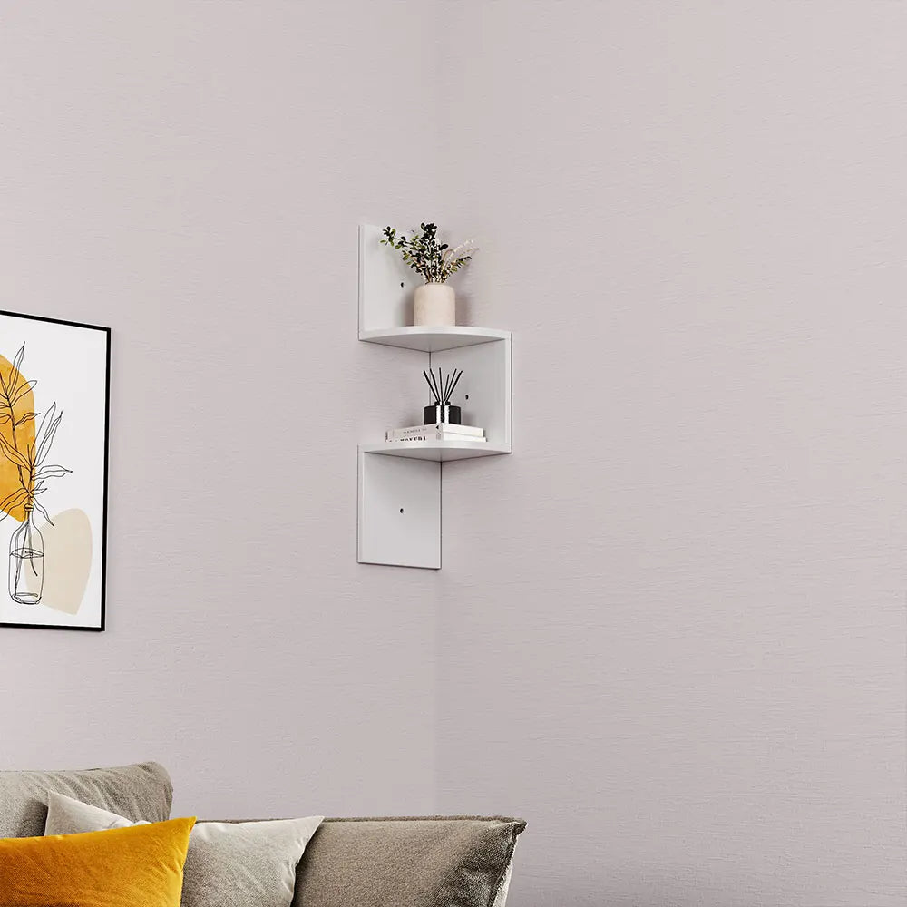 Zigzag Floating Corner Shelves Storage Organizer For Home Office