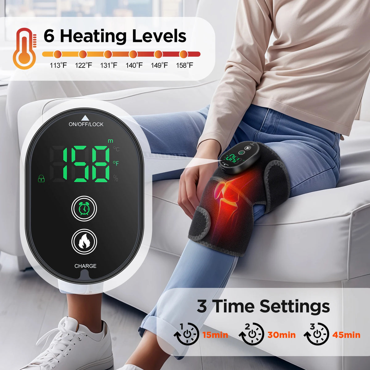 Electric Knee Heating Massager with Vibration & Hot Compress for Knee, Elbow & Shoulder