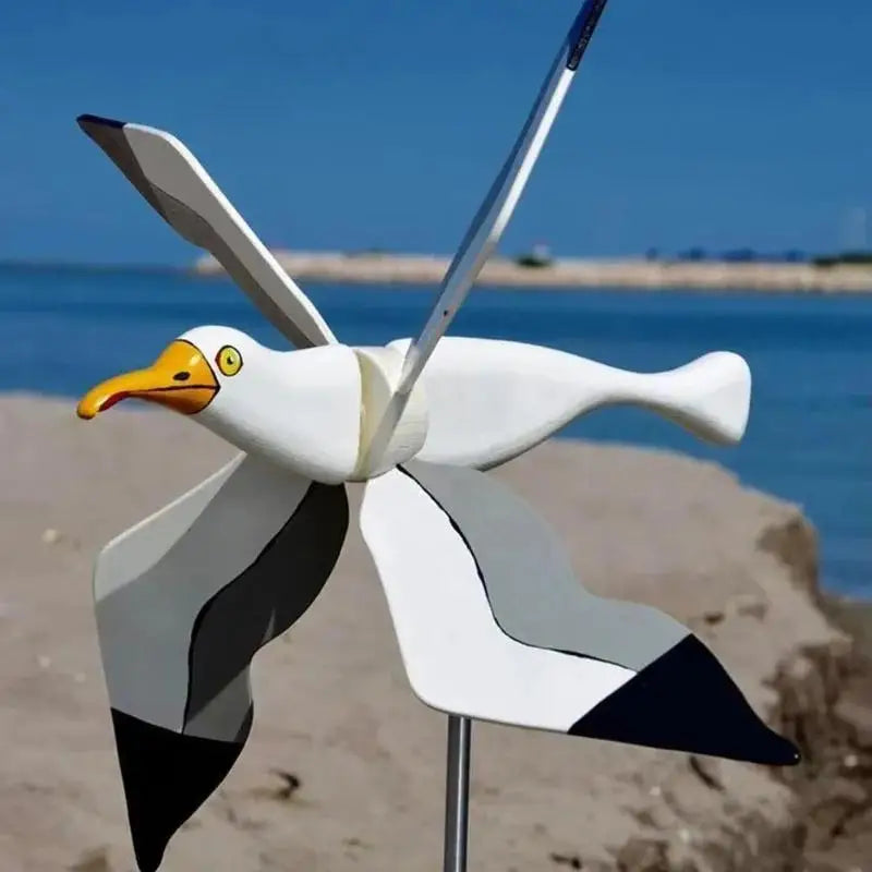 Seagull Bird Wind Spinner with Stake – Outdoor Garden & Yard Decoration.