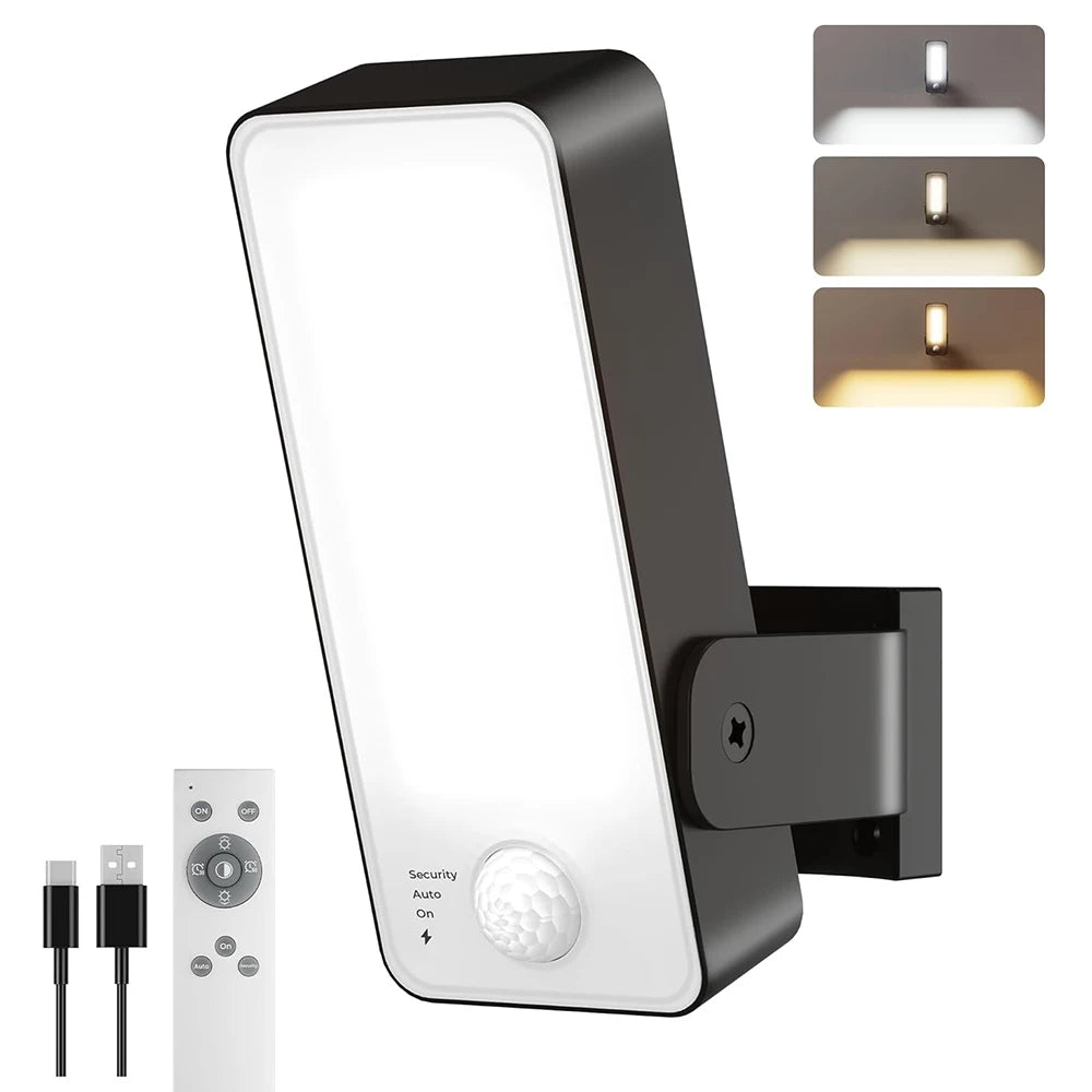 Wireless PIR Motion Sensor Wall Light – USB Rechargeable LED Lamp.
