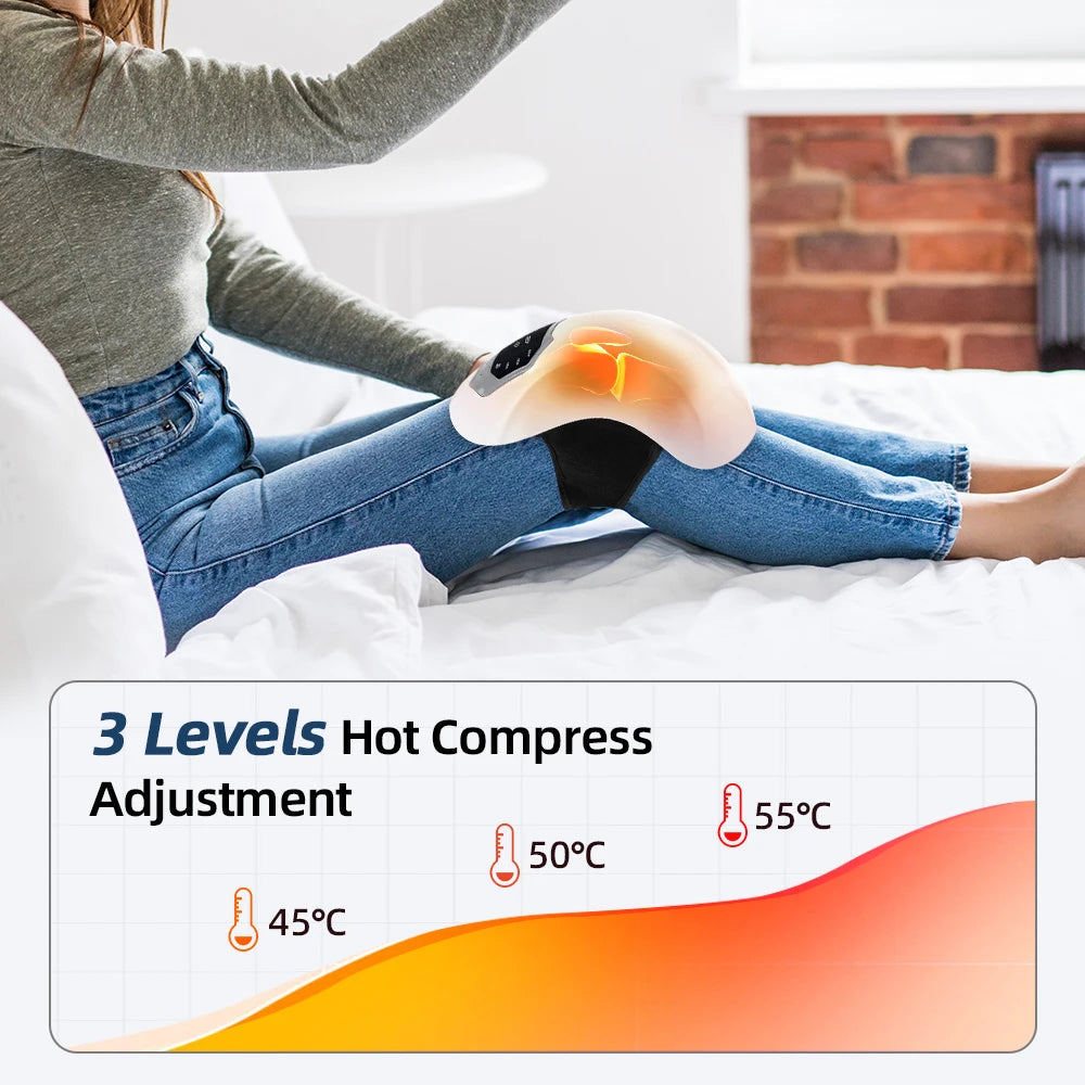Wireless Heated Knee Massager with Red Light, Air Compression & Vibration