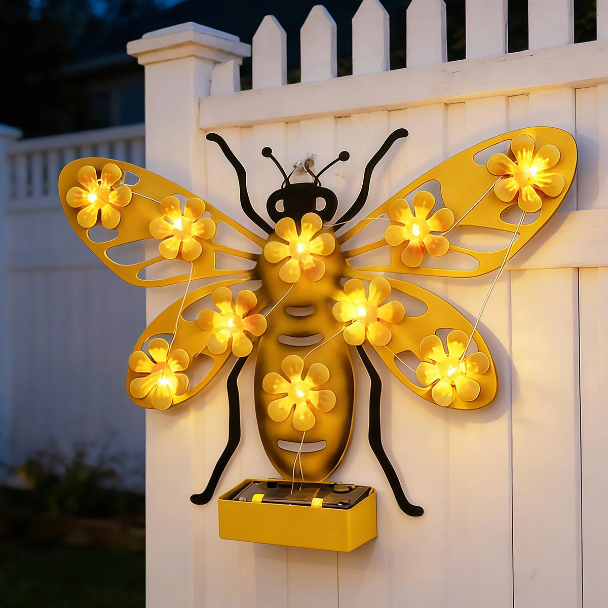 LED Solar Metal Wall Lights – Butterfly, Bee & Owl Garden Decoration Lamps.