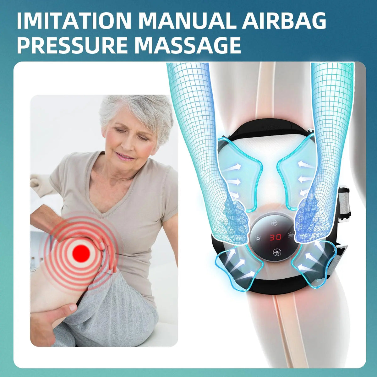 Smart Knee Massager with Heat, Air Compression & Vibration.