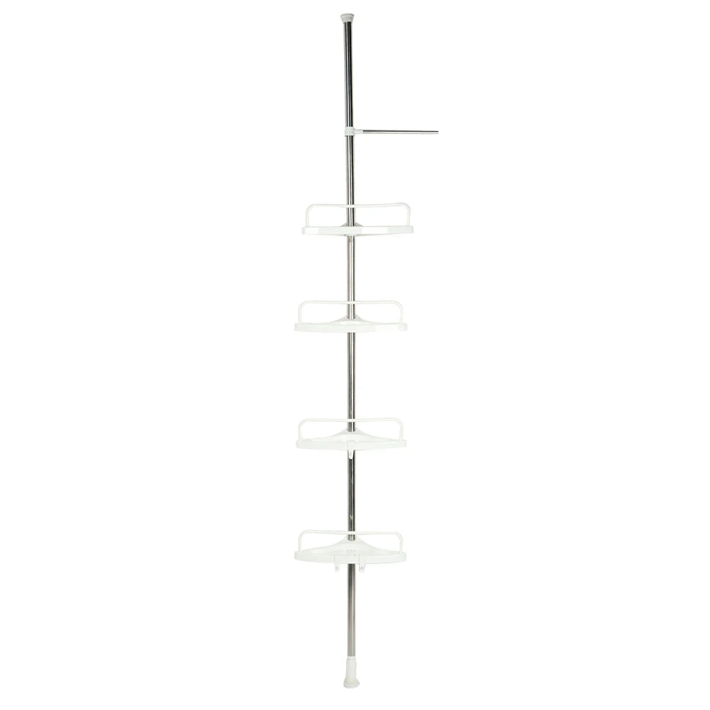 Stainless Steel Bathroom Corner Shelf – Floor-to-Ceiling Storage Rack & Organizer.