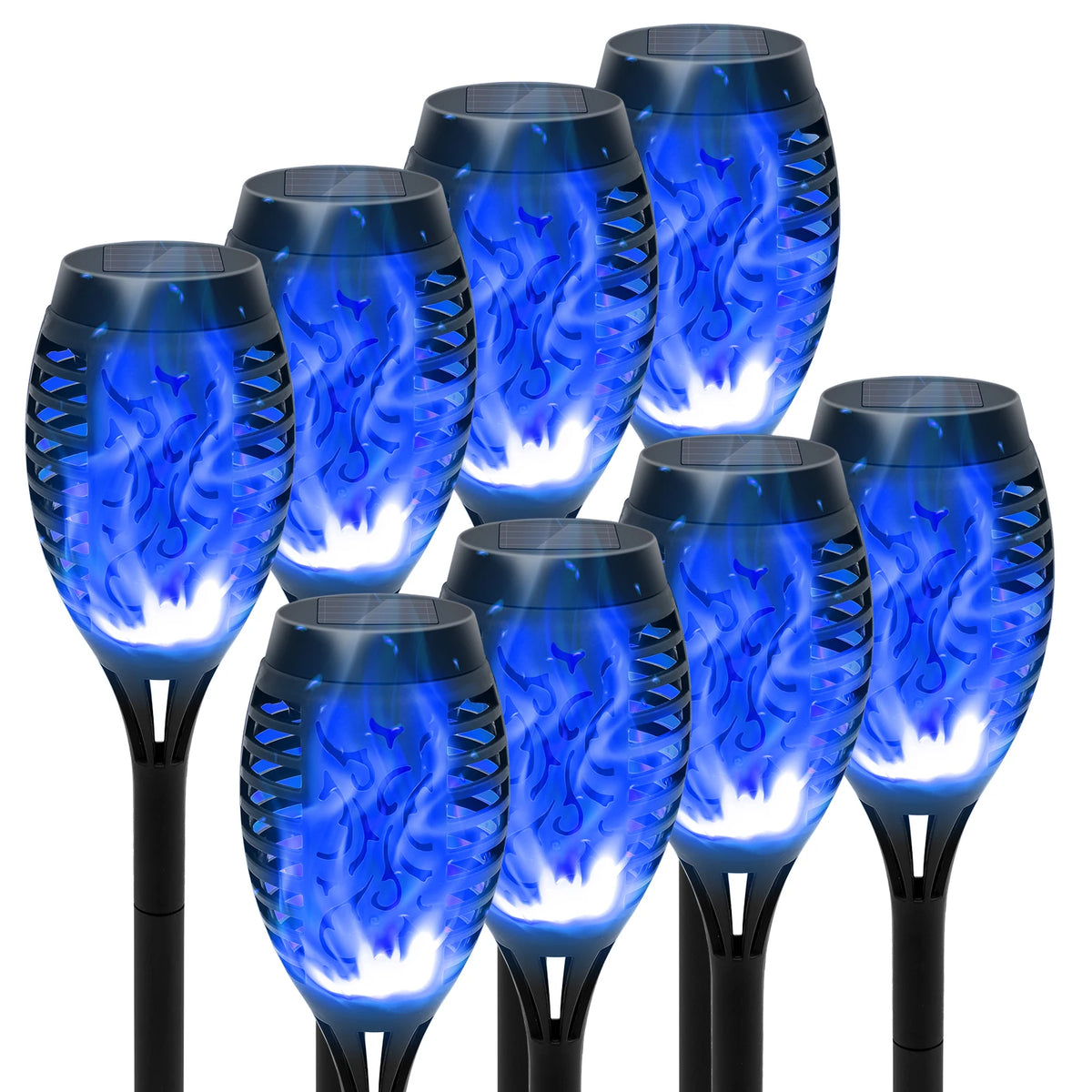 12-LED Solar Flame Torch Lights – Flickering Waterproof Garden & Patio Lamps.