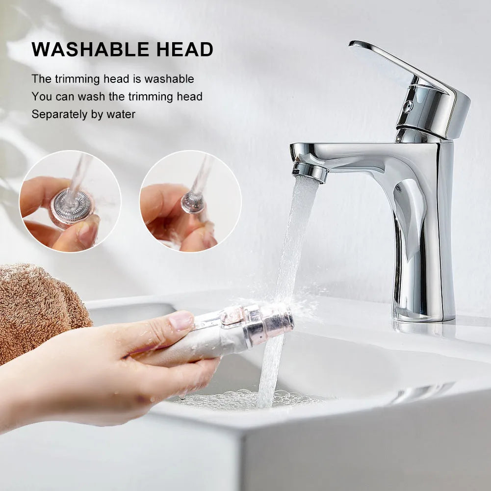 2-in-1 Women's Electric Eyebrow Trimmer – USB Rechargeable Nose Hair Remover with Washable Head.