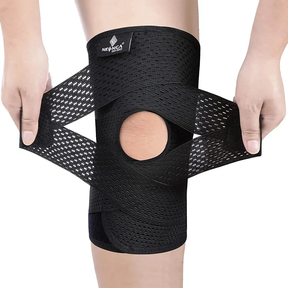 Knee Compression Support Brace with Side Stabilizers & Breathable Air-Mesh Fabric