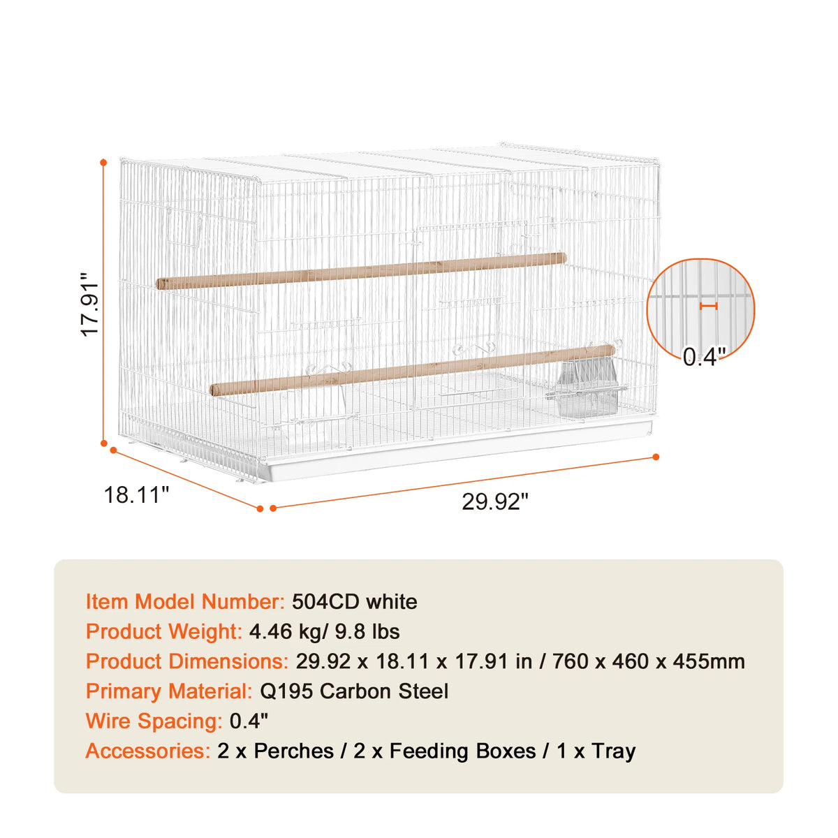 SucceBuy 30-Inch Stackable Bird Cage – Portable Travel Cage with Handle & Perches.