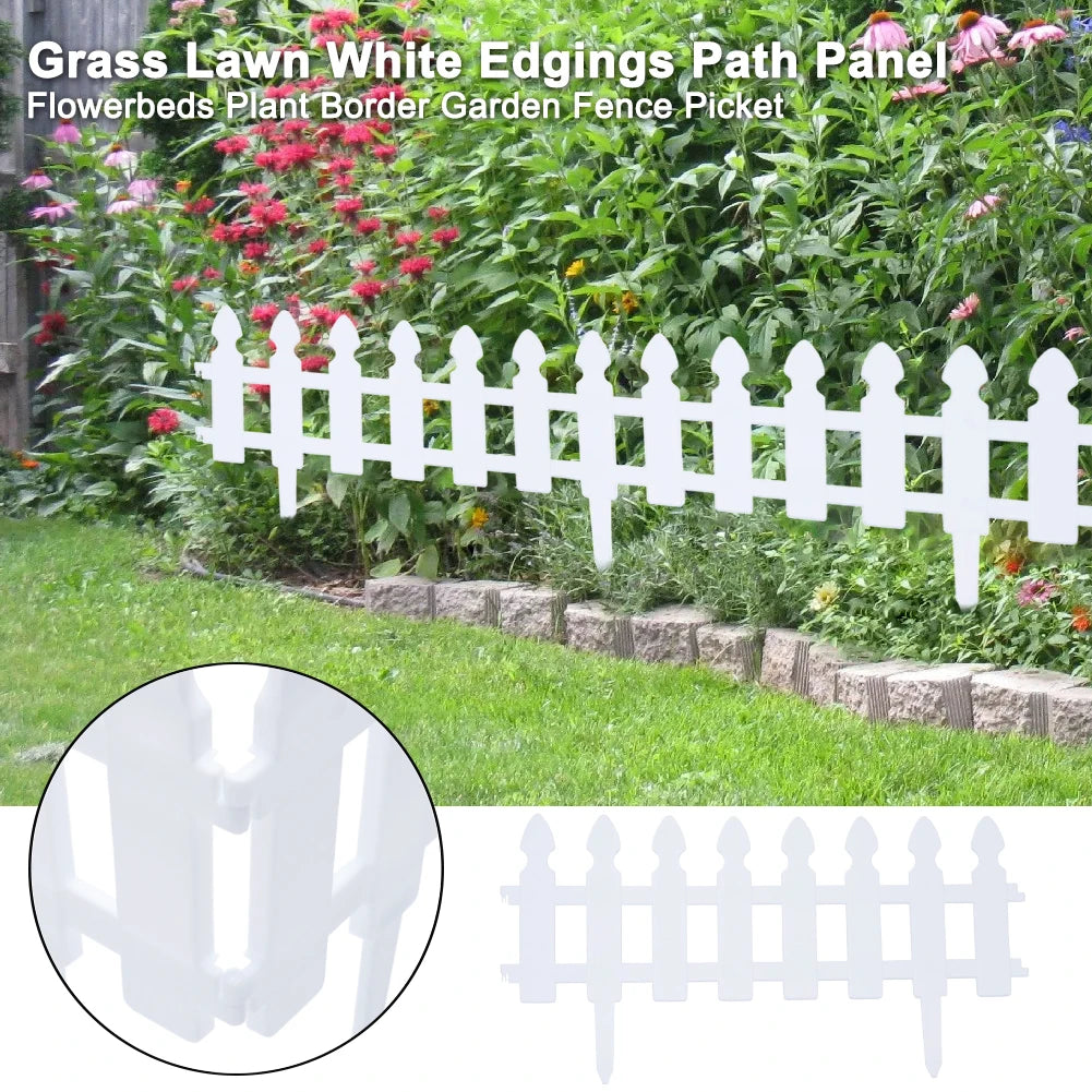 Plastic Picket Garden Fence Path Border, Set of 4