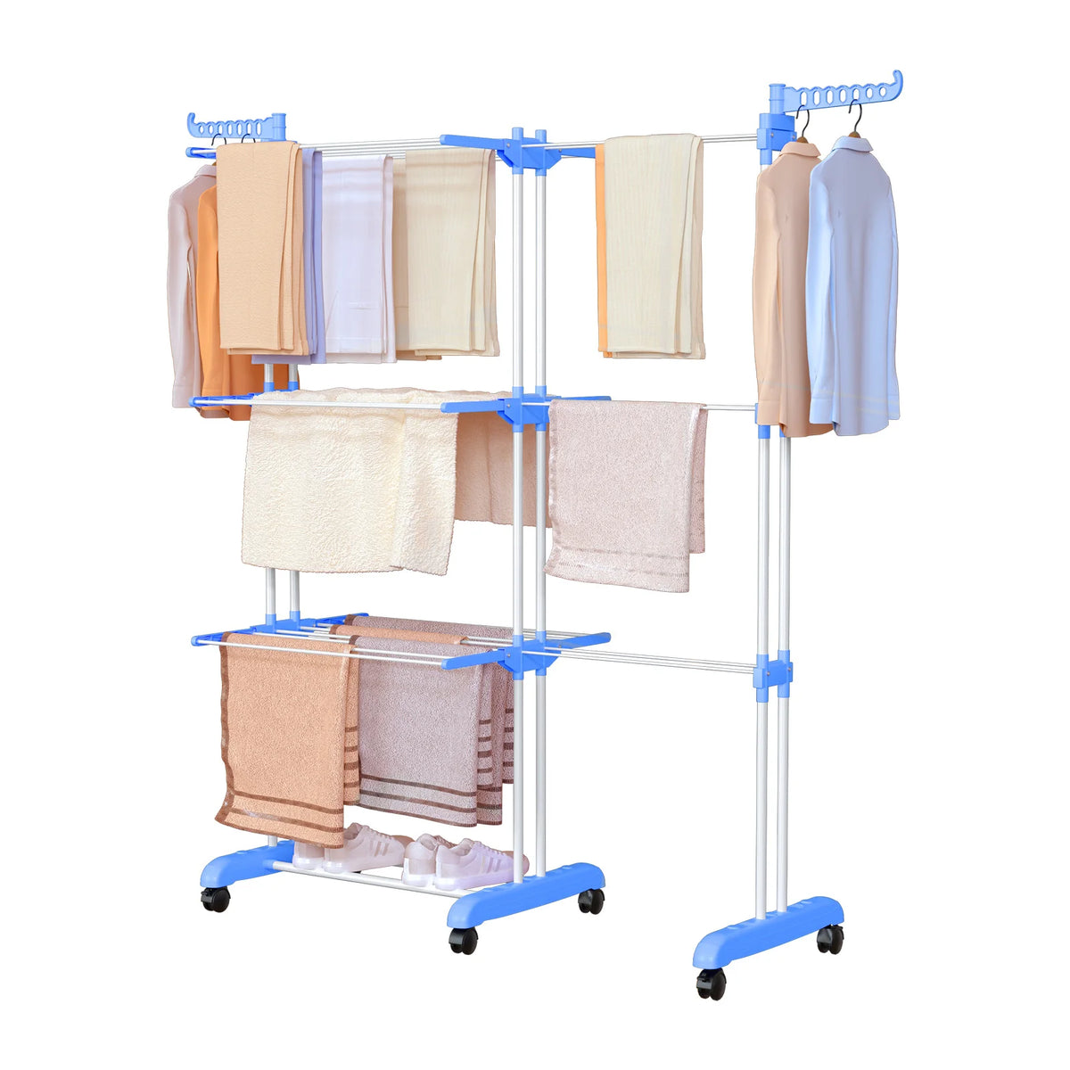 Height-Adjustable Steel Clothes Airer – 74–147cm, 6 Folding Wings, 176cm Tall, 15kg Capacity for Indoor & Outdoor Laundry.