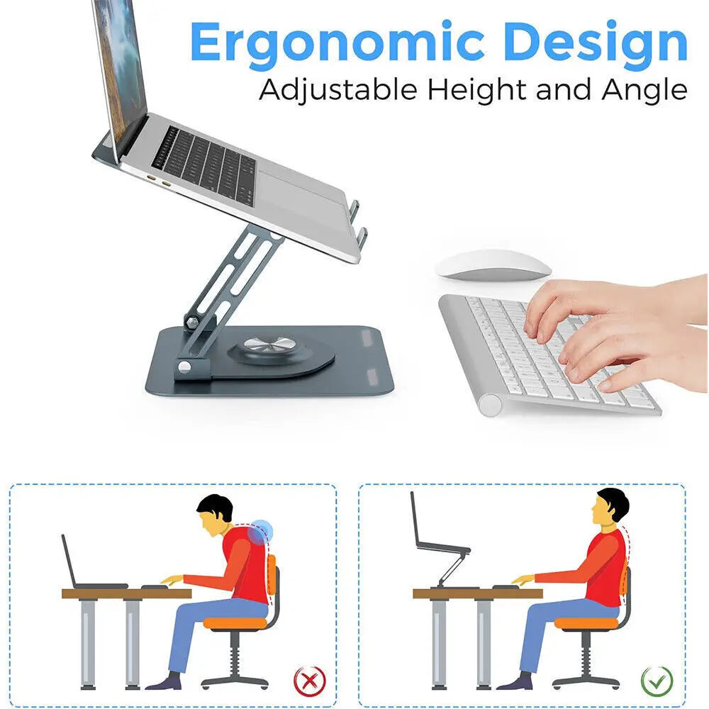 Adjustable Metal Laptop & Tablet Stand – Portable Desk Riser Holder.