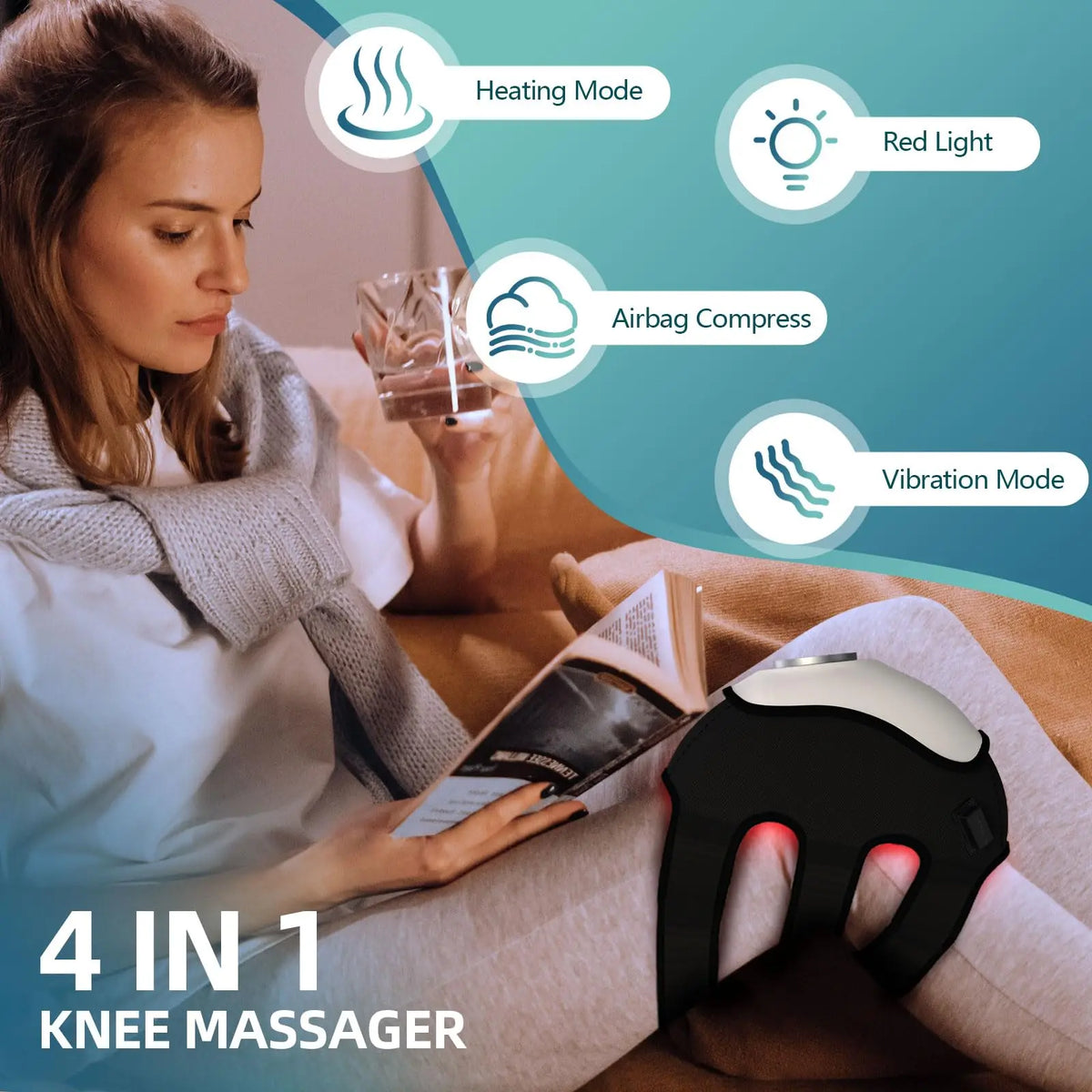 Smart Knee Massager with Heat, Air Compression & Vibration.