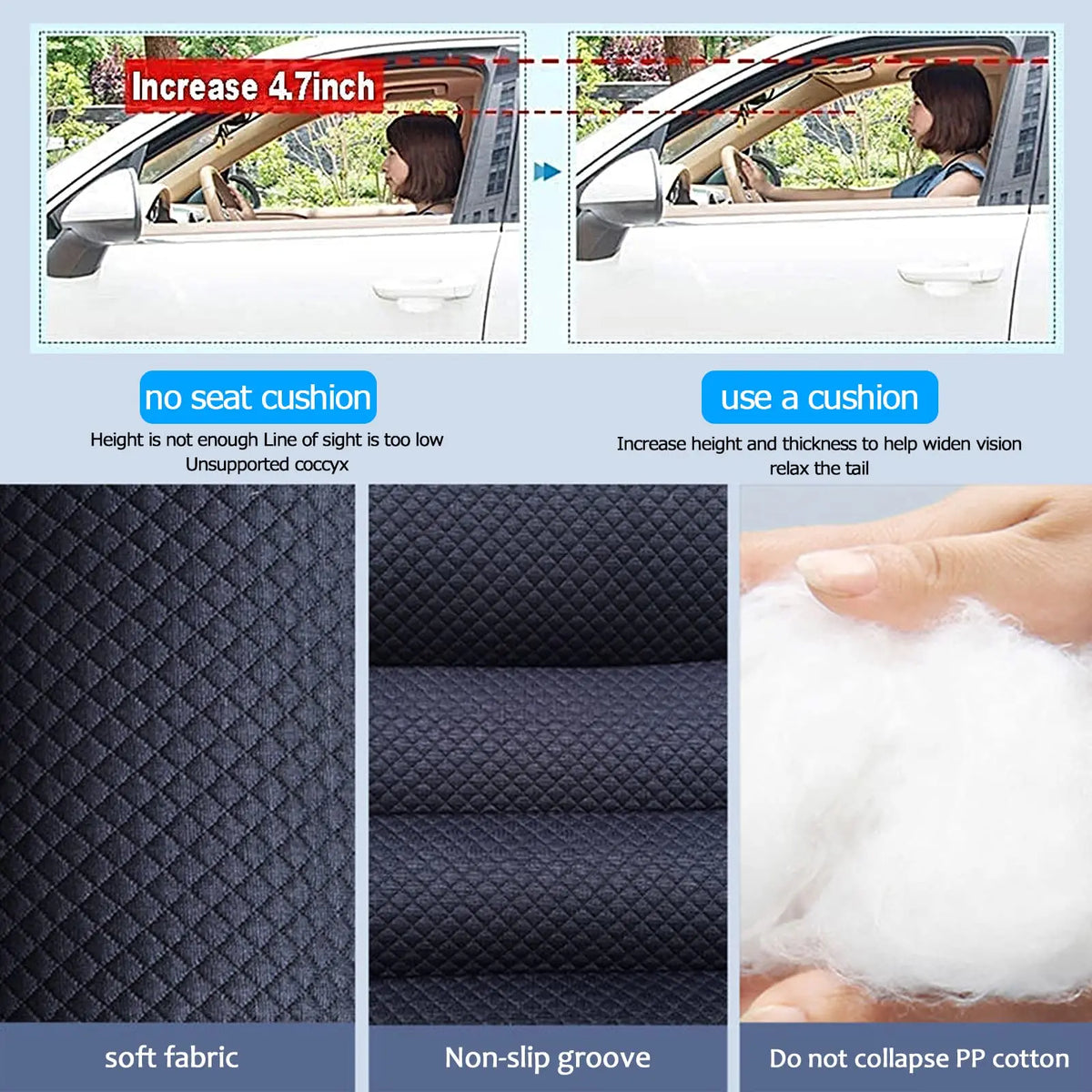 Extra-Large Memory Foam Seat Cushion – Firm Support Chair Pad for Office Chair, Recliner, Wheelchair & Car.