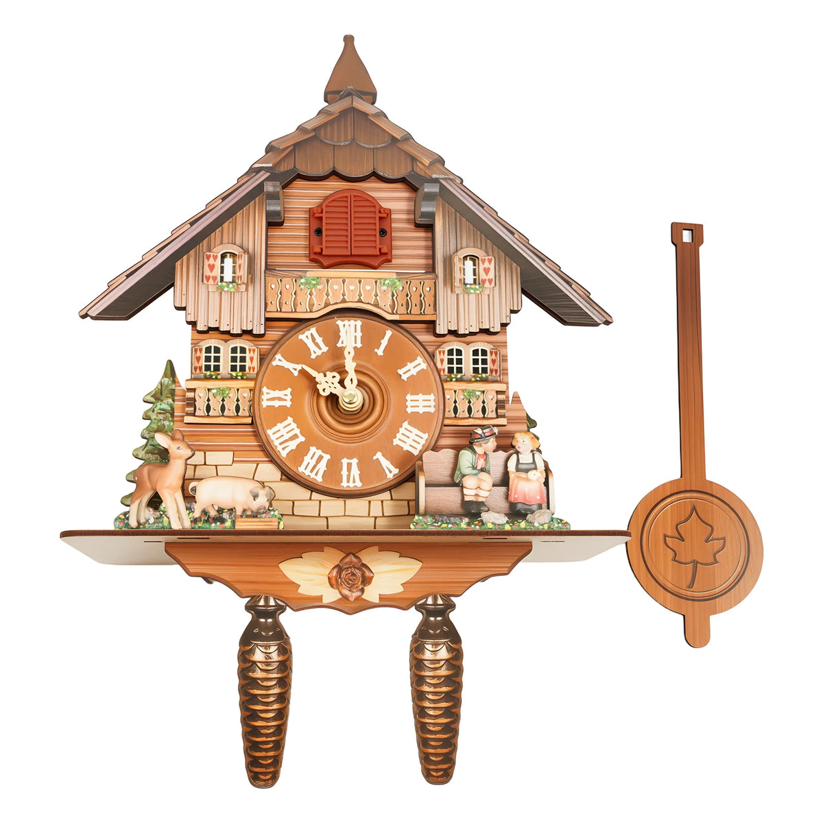 Wall-Mounted Wooden Cuckoo Clock – Traditional Chiming Clock, 25 × 10 × 50cm, 7:00–21:00 Hourly Chime, Decorative Home Wall Clock.