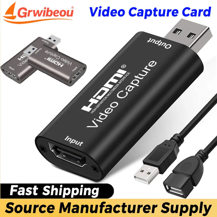 USB 3.0 Video Capture Card 4K 1080P USB 2.0 HDMI Game Grabber Box for PS4 DVD Camera PC Recording Placa De Video Live Streaming