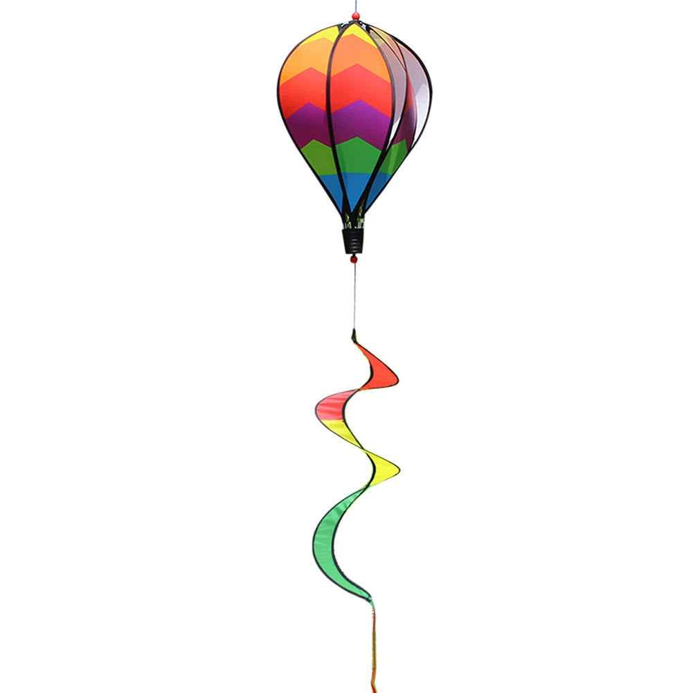 Rainbow Hot Air Balloon Wind Spinner – Kinetic Hanging Garden Decoration.