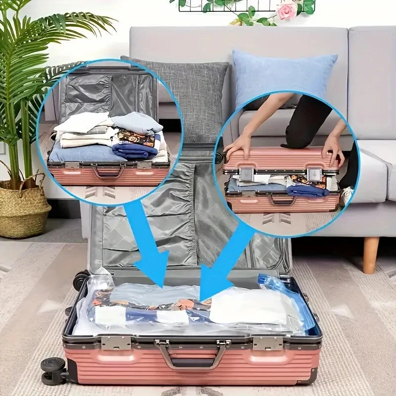 8/17-Piece Vacuum Storage Bags with Hand Pump – Space-Saving Clothing & Travel Storage Bags.