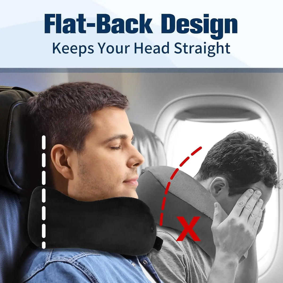 Travel Neck Pillow with Eye Mask, Earplugs & Carry Bag.
