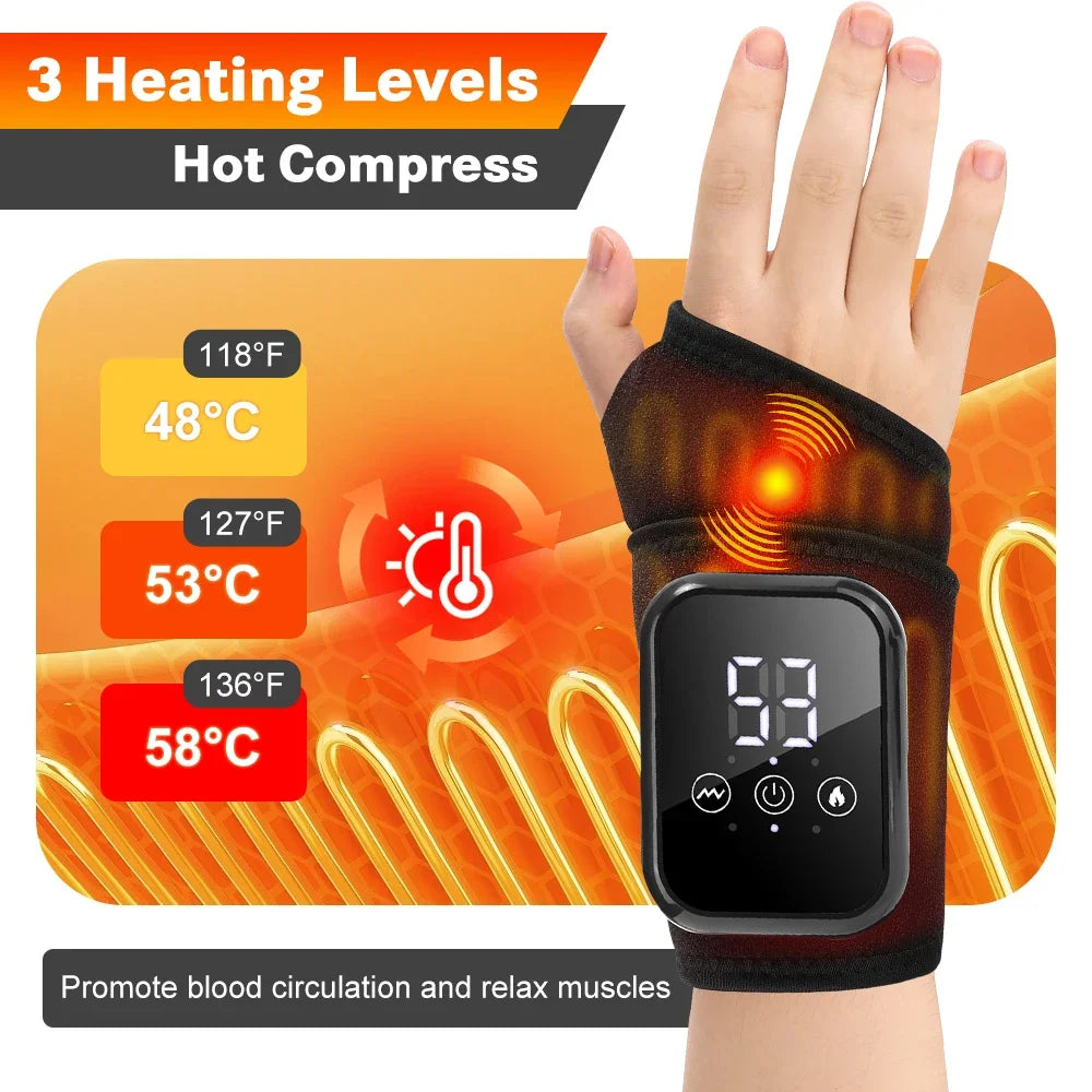 Cordless Wrist Support Wrap with 15-Min Timer & 2000mAh Rechargeable Battery.