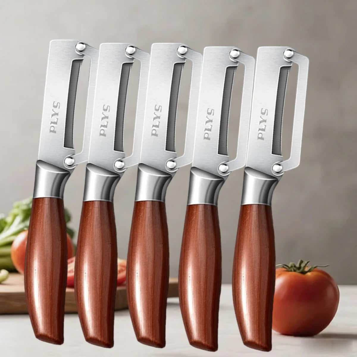 Multi-Function Vegetable Peeler – Stainless Steel Blade Kitchen Peeler with Wooden/Steel Handle & Bottle Opener.