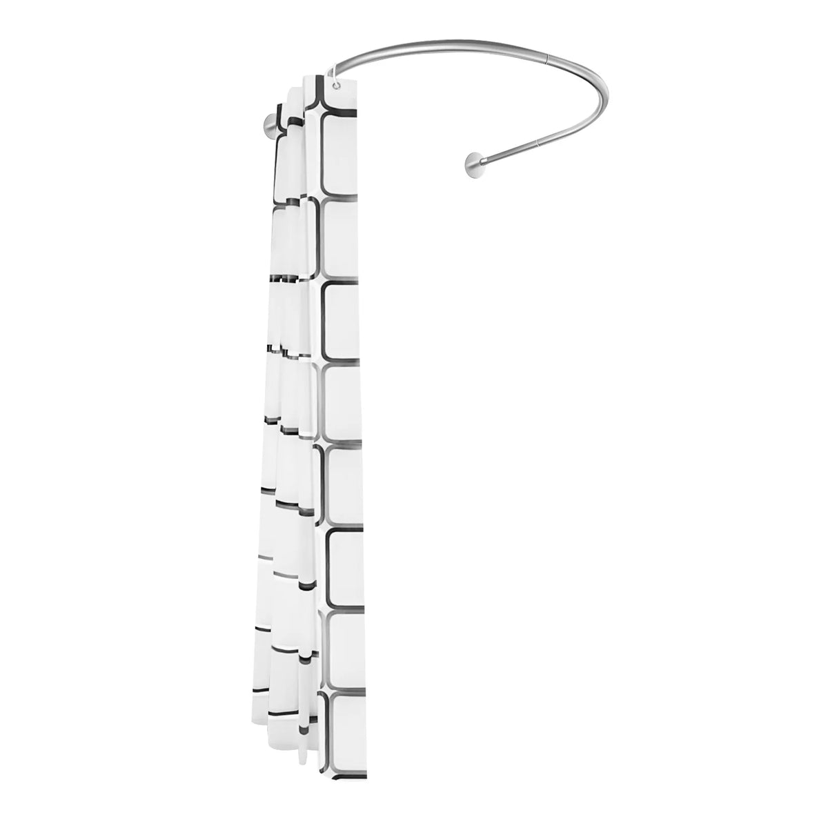 Extendable U-Shaped Shower Curtain Rod – Adjustable Curved Bathroom Curtain Rail.