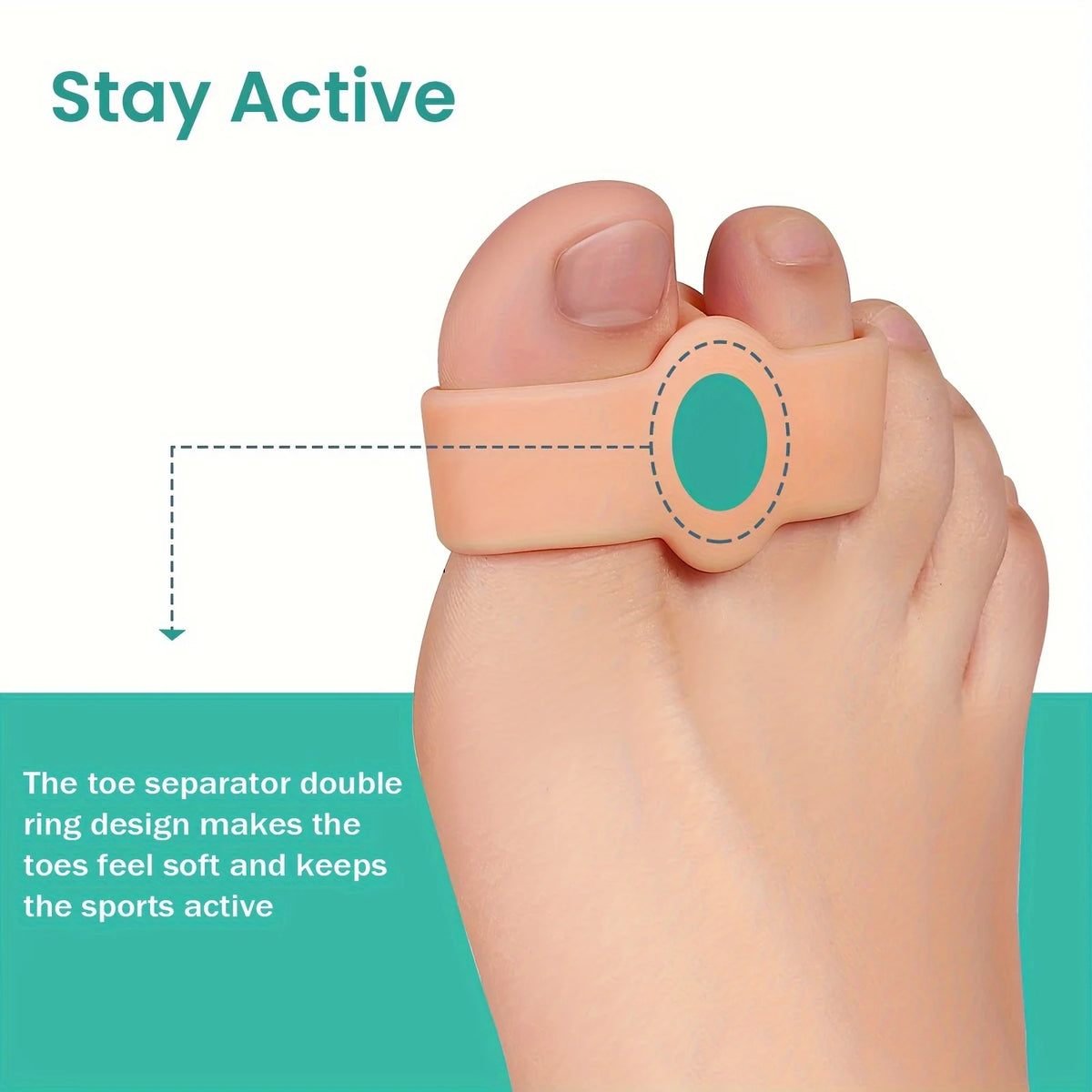 Soft Silicone Toe Separators with Adjustable Big Toe Ring – Reusable Bunion Support.