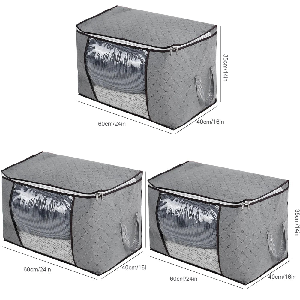 3-Piece Large Storage Bags – Non-Woven Clothes, Quilt & Moving Organiser Bags.