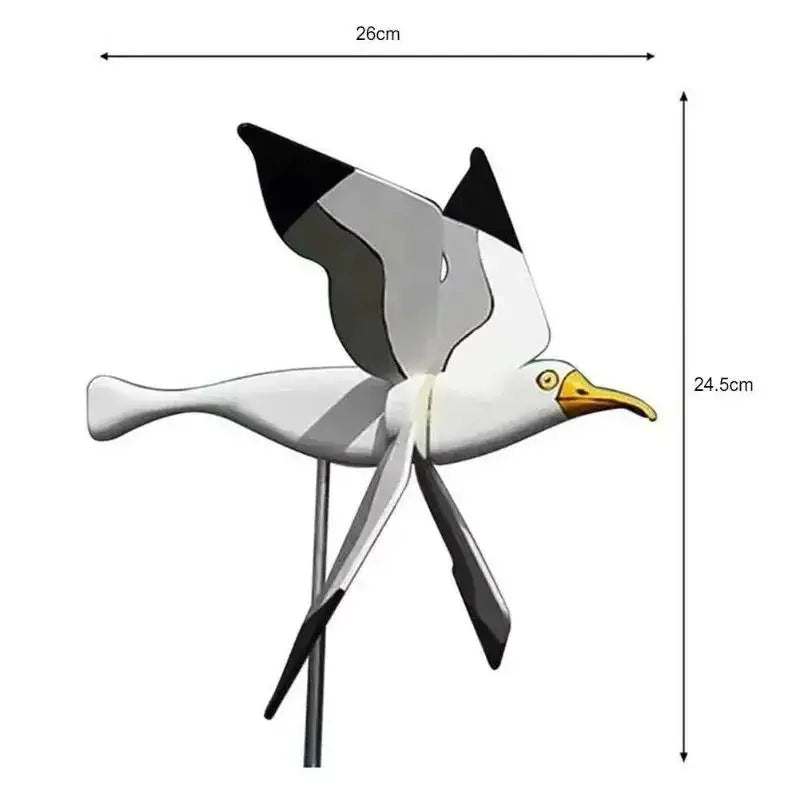 Seagull Bird Wind Spinner with Stake – Outdoor Garden & Yard Decoration.