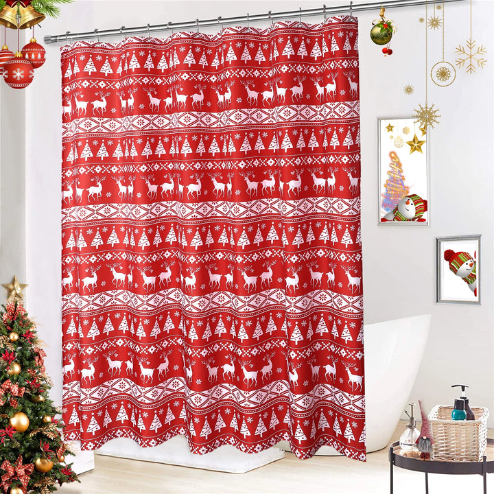 Christmas Shower Curtain – Waterproof Bathroom Curtain with Christmas Décor.
