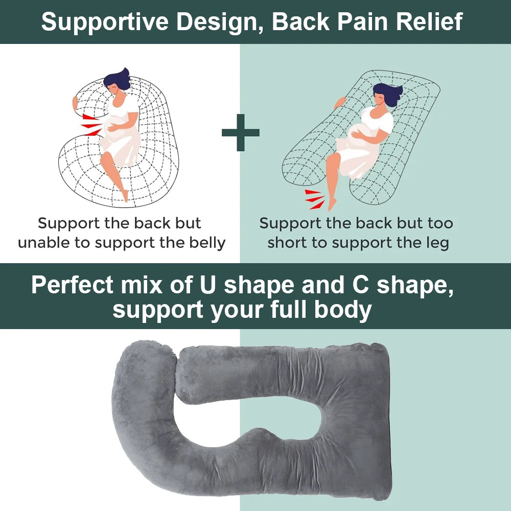 G-Shaped Pregnancy Pillow 120cm – Full-Body Maternity Support Pillow with Removable Cover.
