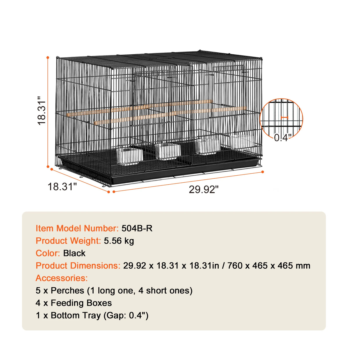 SucceBuy 30-Inch Stackable Bird Cage – Portable Travel Cage with Handle & Perches.