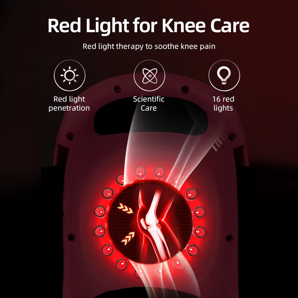 Wireless Heated Knee Massager with Red Light, Air Compression & Vibration