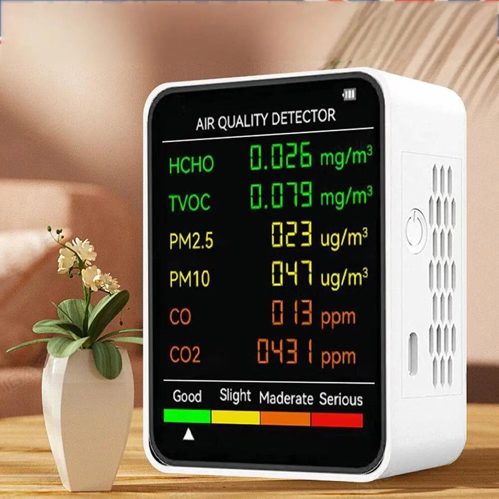 CO2 Air Quality Monitor – Carbon Dioxide Detector with Real-Time Monitoring & Alerts for Home and Office.