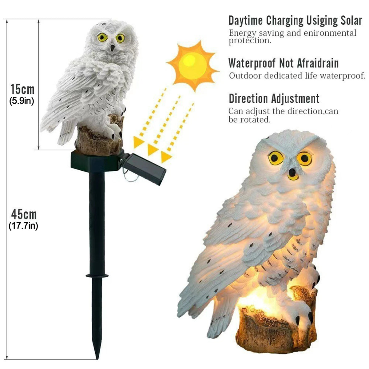 2-Pack Solar Owl Garden Lights – Outdoor LED Lawn Stake Lamps for Courtyard & Garden Décor.