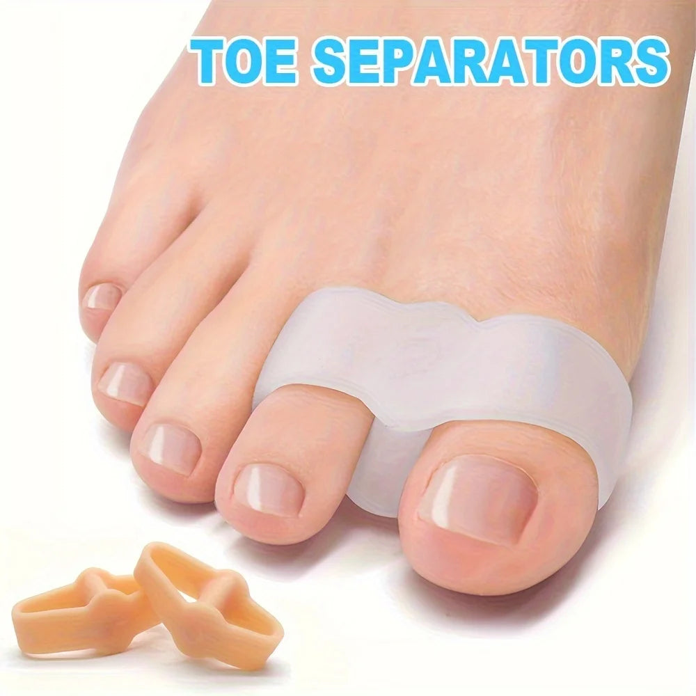 Soft Silicone Toe Separators with Adjustable Big Toe Ring – Reusable Bunion Support.