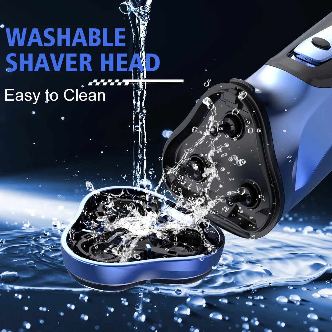 Men's Electric Shaver – Cordless Rotary Razor with Pop-Up Trimmer, Wet & Dry Use, USB Fast Charging for Travel.
