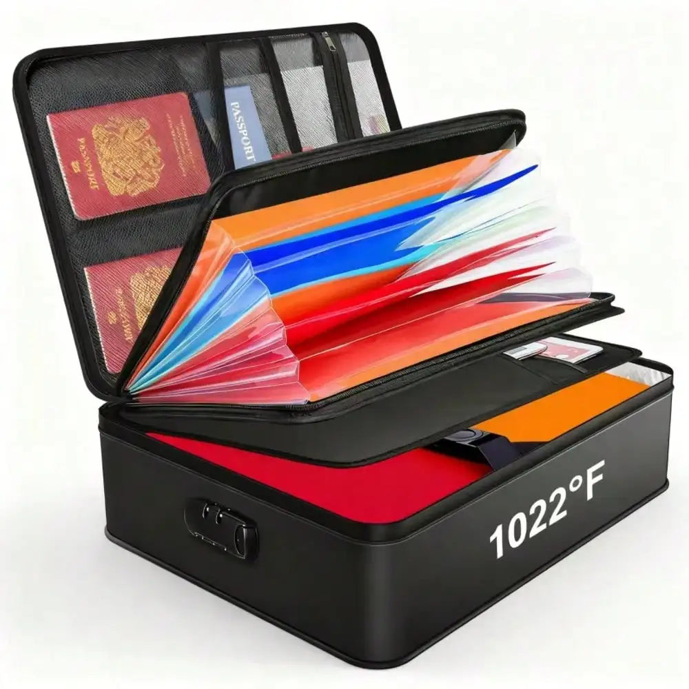 Fireproof Document Box with Lock – 3-Layer Water-Resistant File Organizer for Home & Office.