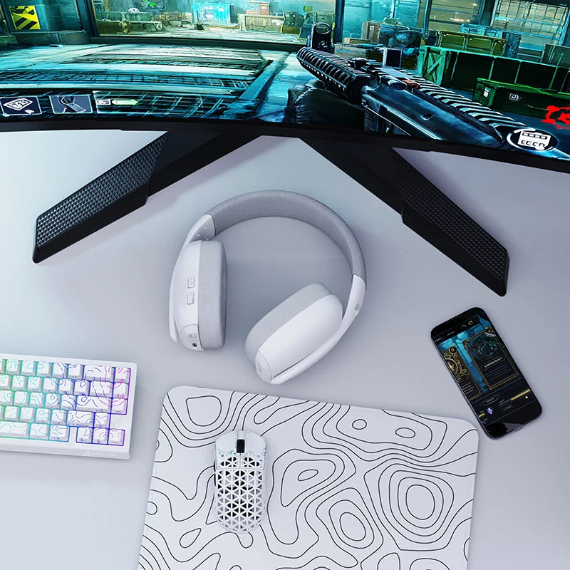 ATTACK SHARK L80PRO Gaming Headset, Lightweight Over-Ear Gaming Headphones, Wired/BT/2.4G Wireless,Dual Microphone Stereo
