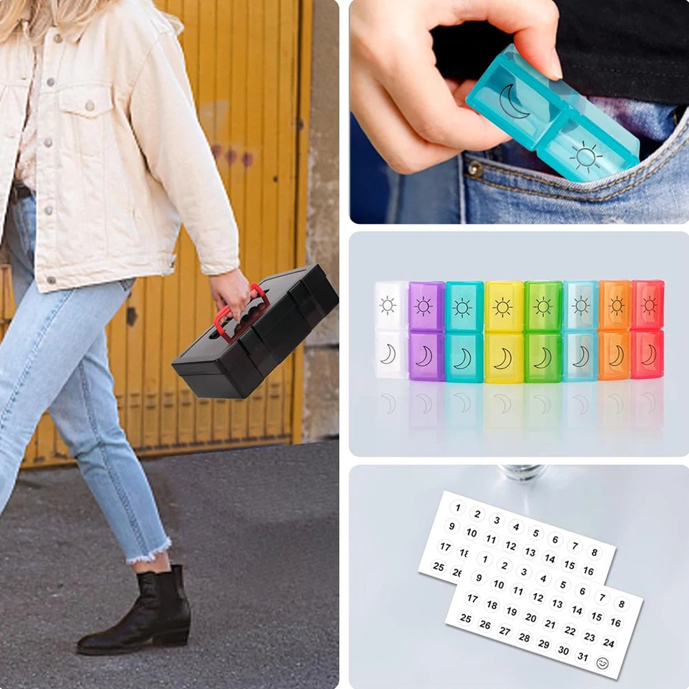 Monthly Pill Organizer AM/PM – 31-Day Medicine Box with 2 Daily Compartments for Vitamins, Supplements & Medication.
