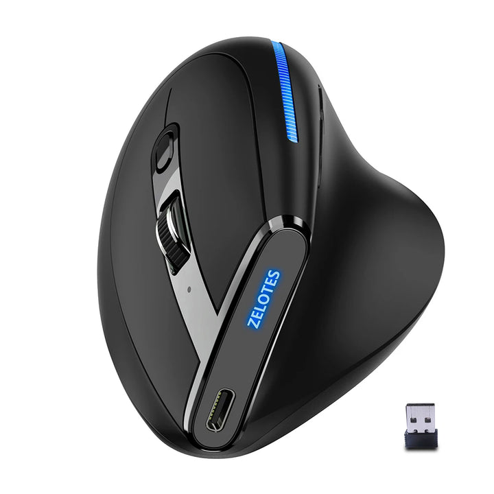 Ergonomic Vertical Wireless Mouse – F-36A, 2400 DPI Adjustable & Rechargeable.