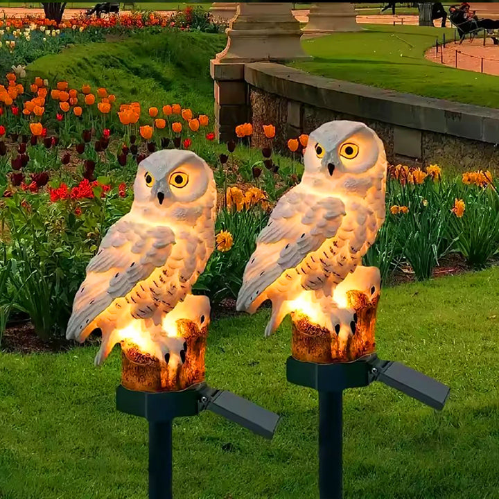 2-Pack Solar Owl Garden Lights – Outdoor LED Lawn Stake Lamps for Courtyard & Garden Décor.