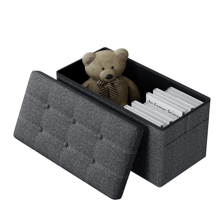Folding Storage Ottoman Bench – 150kg Capacity, Hidden Storage & Padded Seat, 76 × 38 × 38cm.