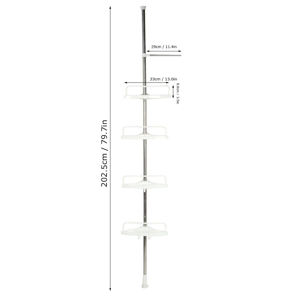 Stainless Steel Bathroom Corner Shelf – Floor-to-Ceiling Storage Rack & Organizer.