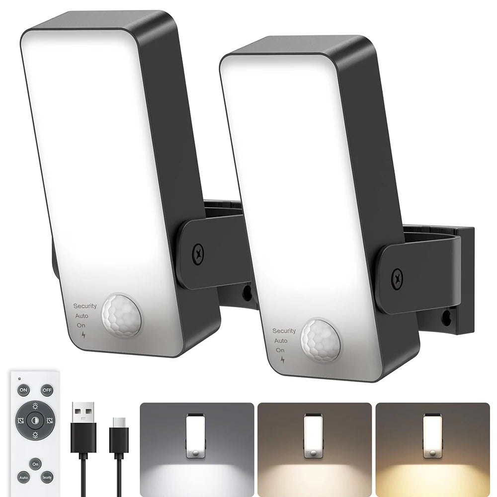 Wireless PIR Motion Sensor Wall Light – USB Rechargeable LED Lamp.