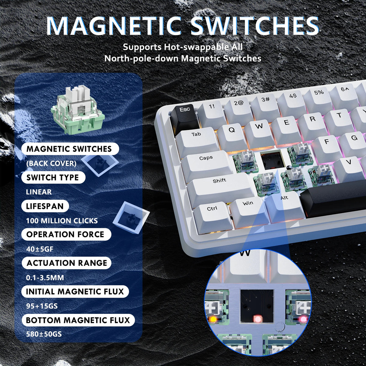 ATTACK SHARK X65 HE Magnetic Switch Gaming Keyboard – 65% Rapid Trigger, 8000Hz Polling.