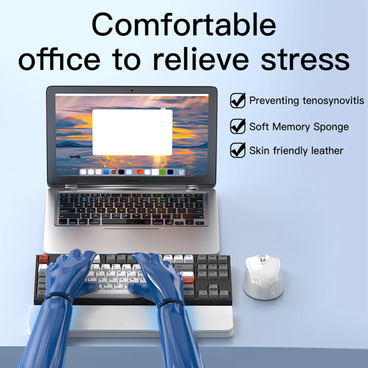 Ergonomic Wrists Resting Guard for Comfortable Typing and Playing.