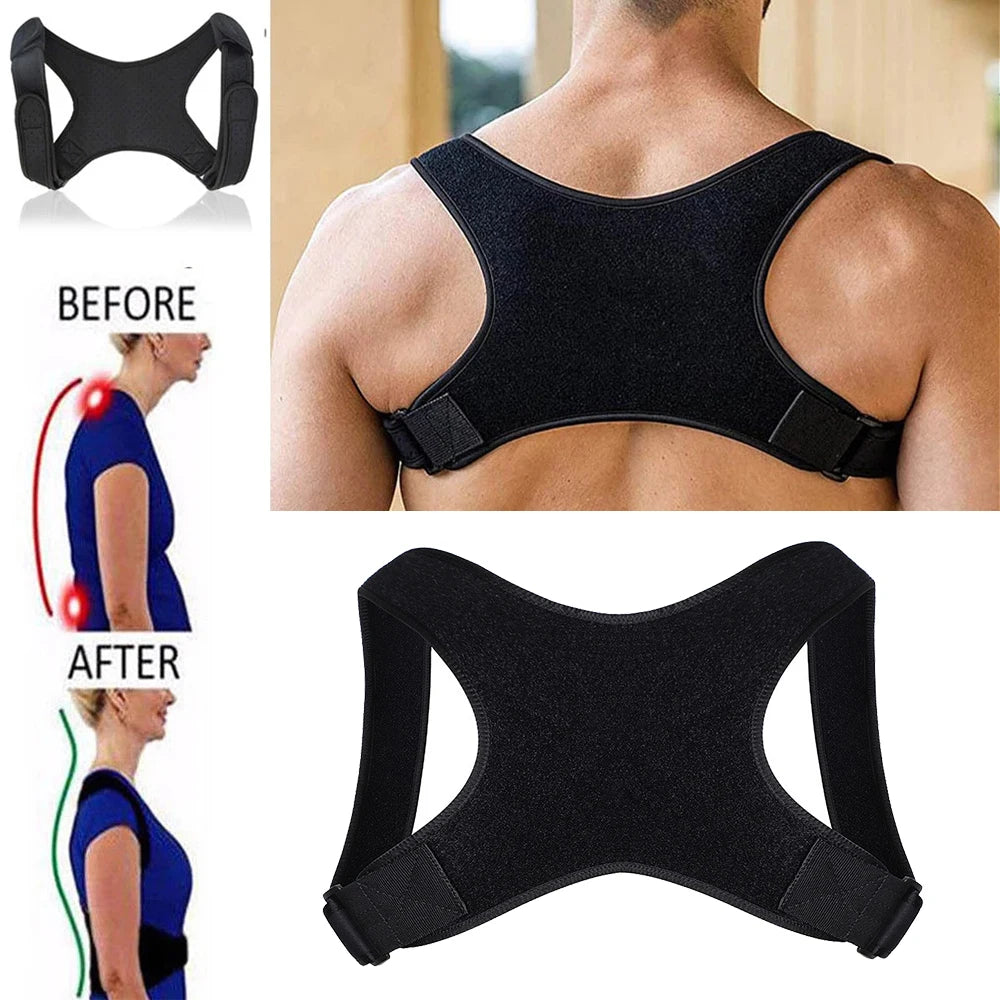 Posture Corrector & Back Support Brace – Adjustable Lumbar and Shoulder Support Belt for Men & Women.