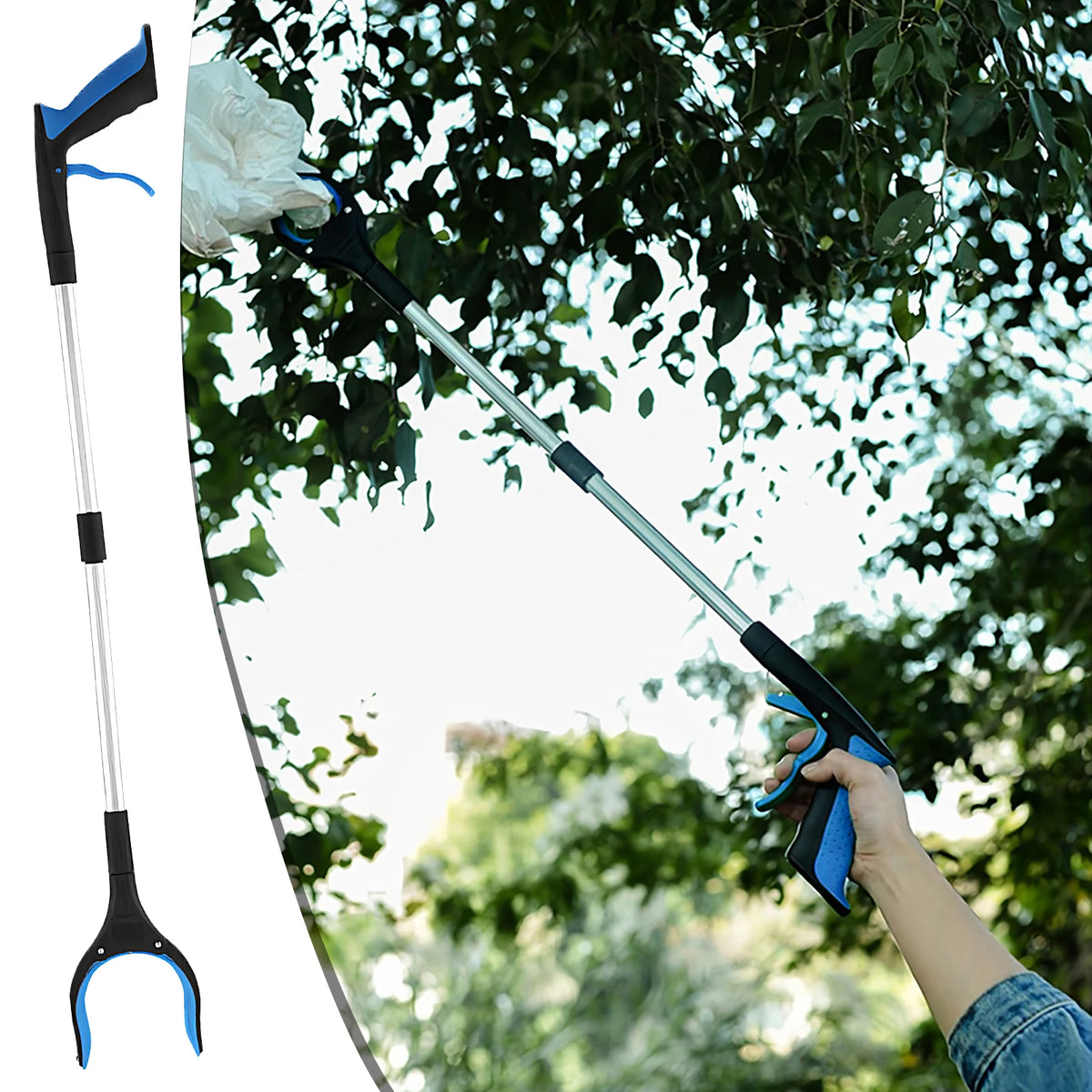 Extra-Long Foldable Grabber Tool – Multi-Angle Reacher & Garbage Picker.
