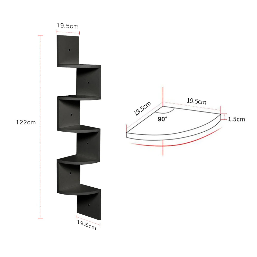 Zigzag Floating Corner Shelves Storage Organizer For Home Office