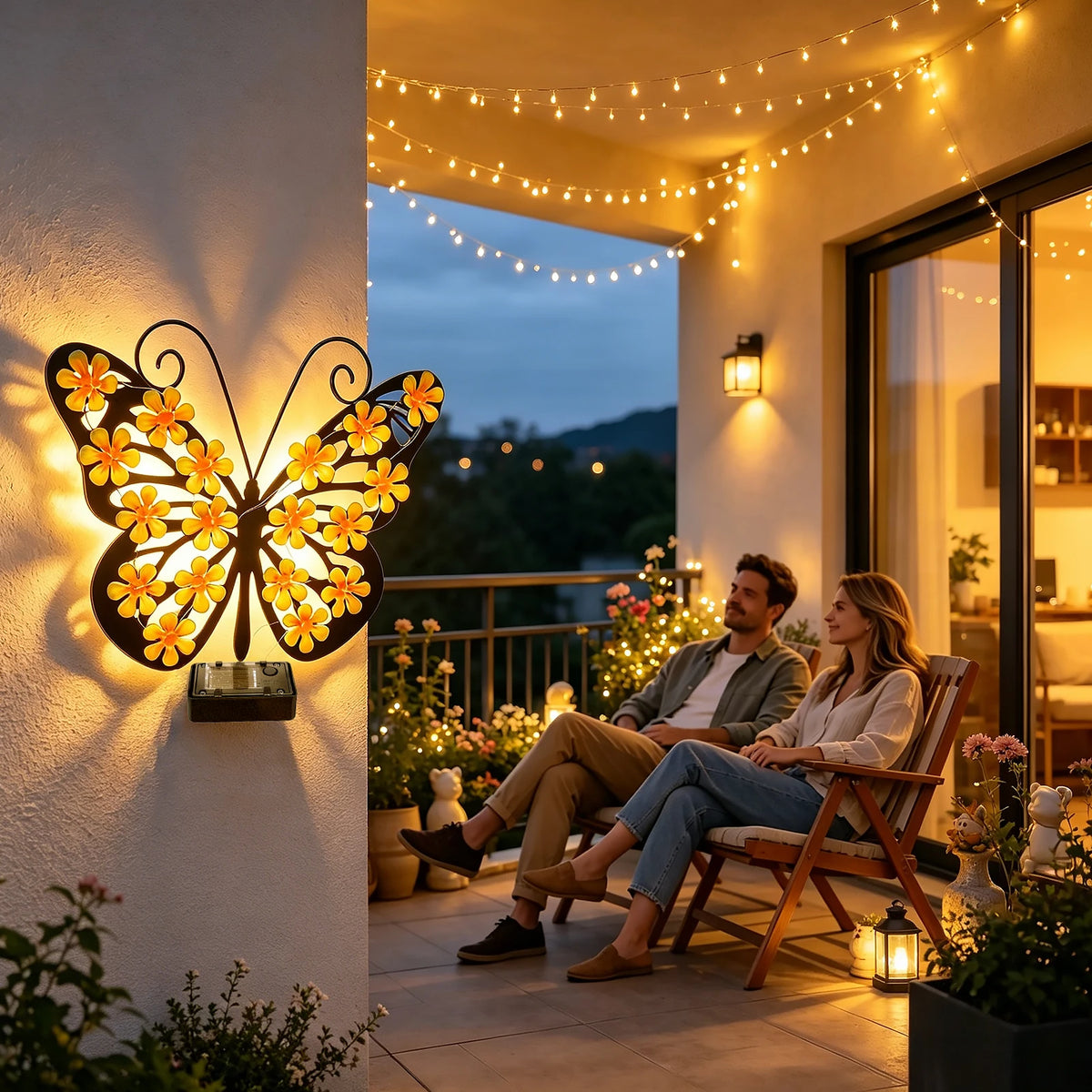 LED Solar Metal Wall Lights – Butterfly, Bee & Owl Garden Decoration Lamps.